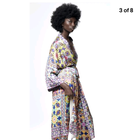 Zara Final Markdown Printed Kimono Coverup/Dress/Robe - Picture 4 of 10
